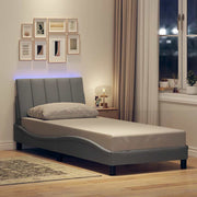 Bedframe 80x200 cm stof lichtgrijs met LED