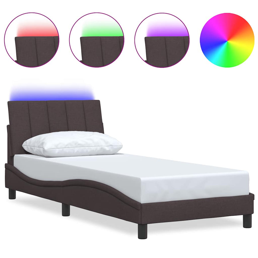 Bedframe Zonder Matras Stof 80 x 200 cm Donkerbruin
