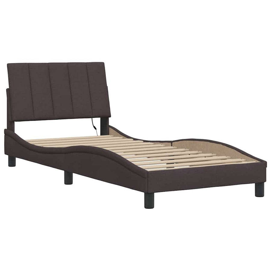 Bedframe Zonder Matras Stof 80 x 200 cm Donkerbruin