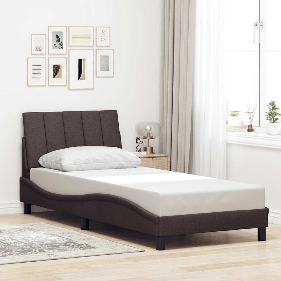 Bedframe Zonder Matras Stof 80 x 200 cm Donkerbruin