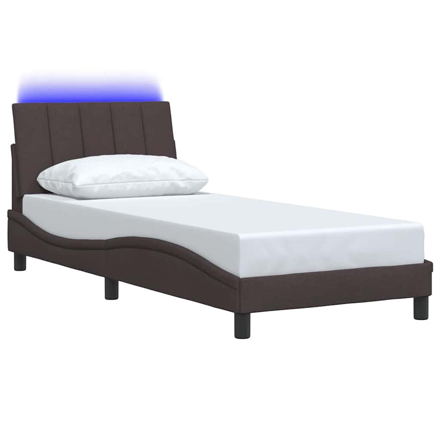 Bedframe Zonder Matras Stof 80 x 200 cm Donkerbruin