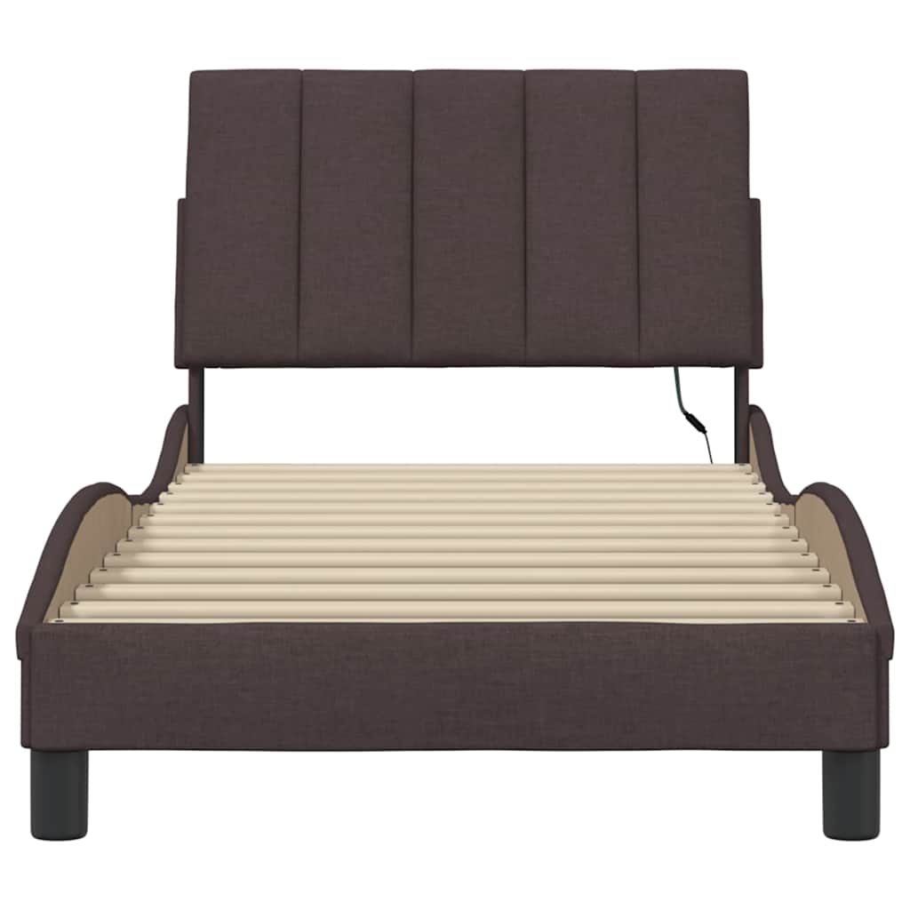 Bedframe Zonder Matras Stof 80 x 200 cm Donkerbruin
