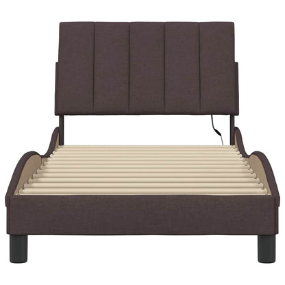 Bedframe Zonder Matras Stof 80 x 200 cm Donkerbruin