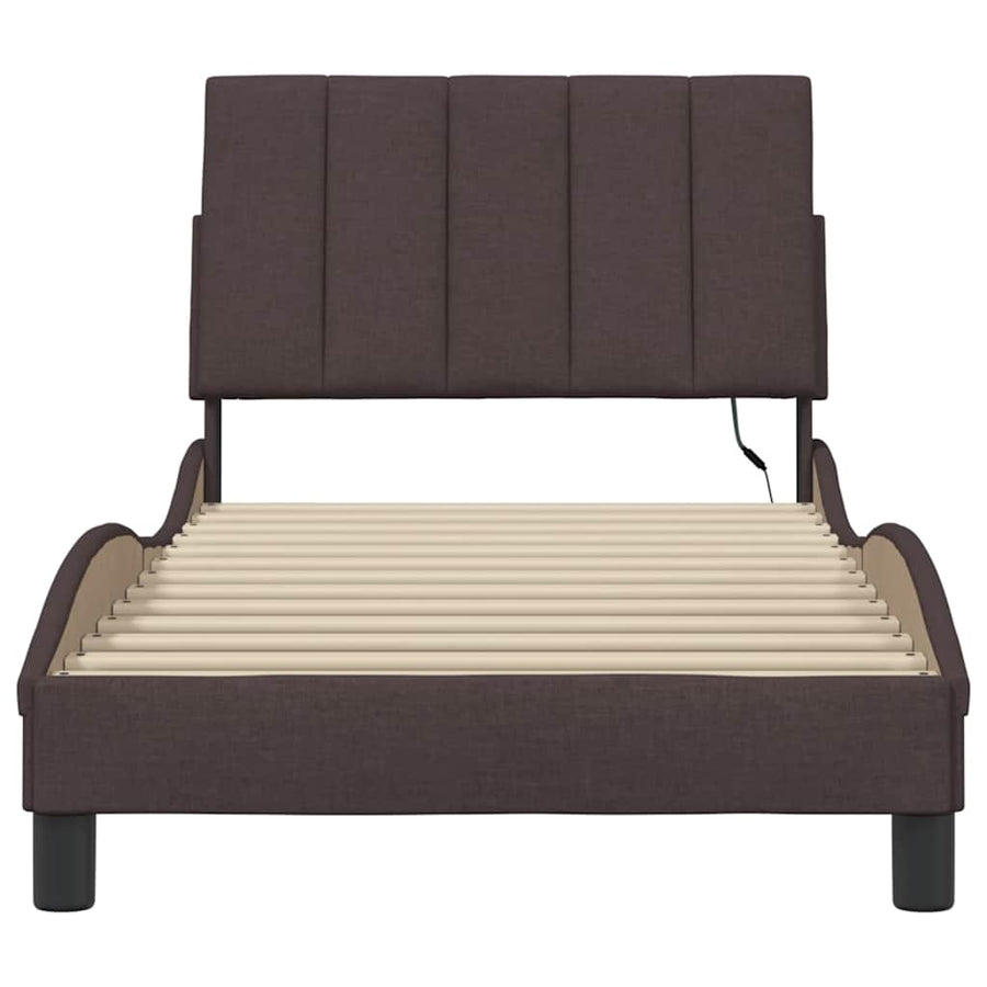 Bedframe Zonder Matras Stof 80 x 200 cm Donkerbruin