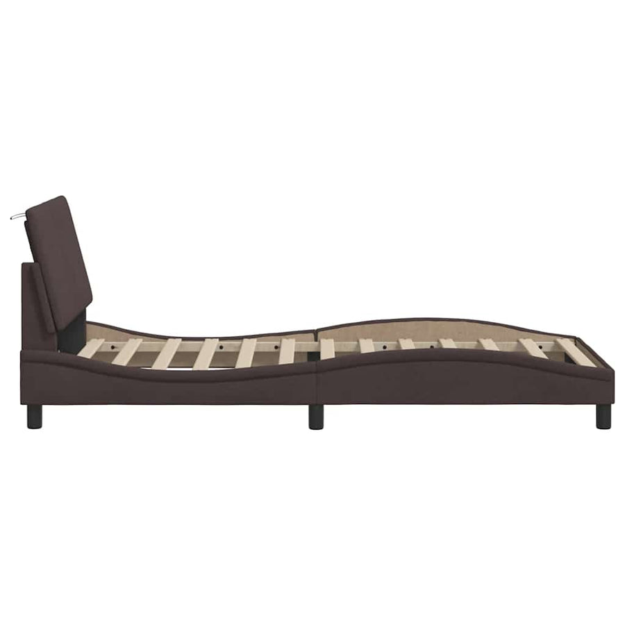 Bedframe Zonder Matras Stof 80 x 200 cm Donkerbruin