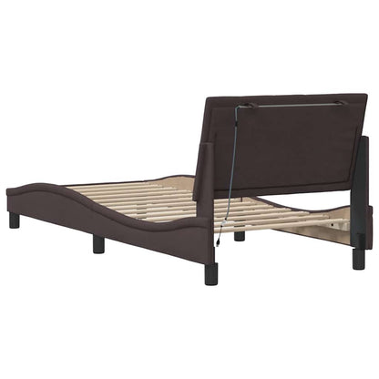 Bedframe Zonder Matras Stof 80 x 200 cm Donkerbruin