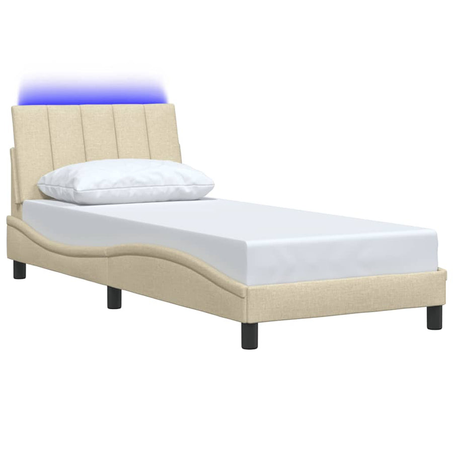 Bedframe zonder matras 80x200 cm stof crèmekleurig