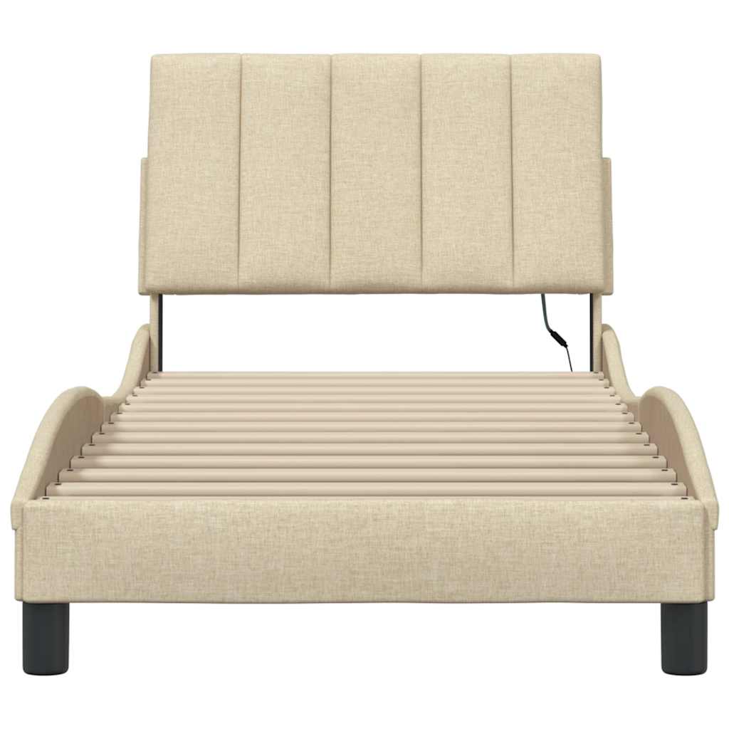 Bedframe zonder matras 80x200 cm stof crèmekleurig