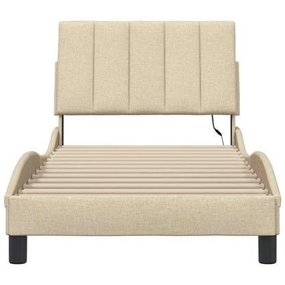 Bedframe zonder matras 80x200 cm stof crèmekleurig