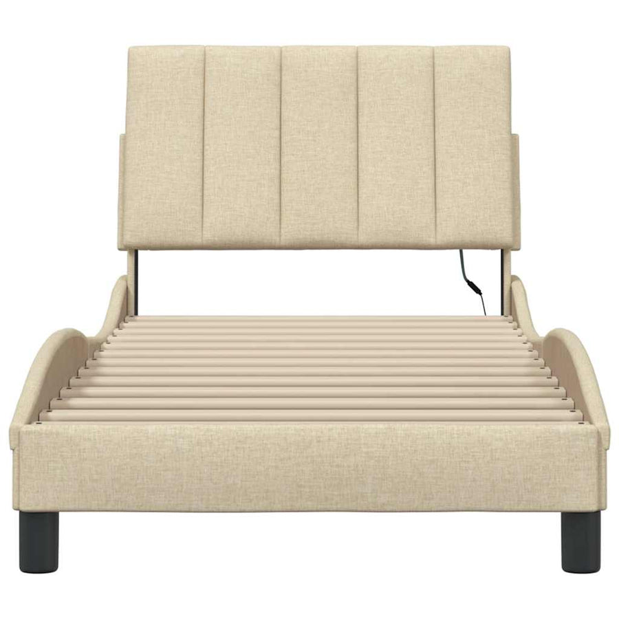 Bedframe zonder matras 80x200 cm stof crèmekleurig