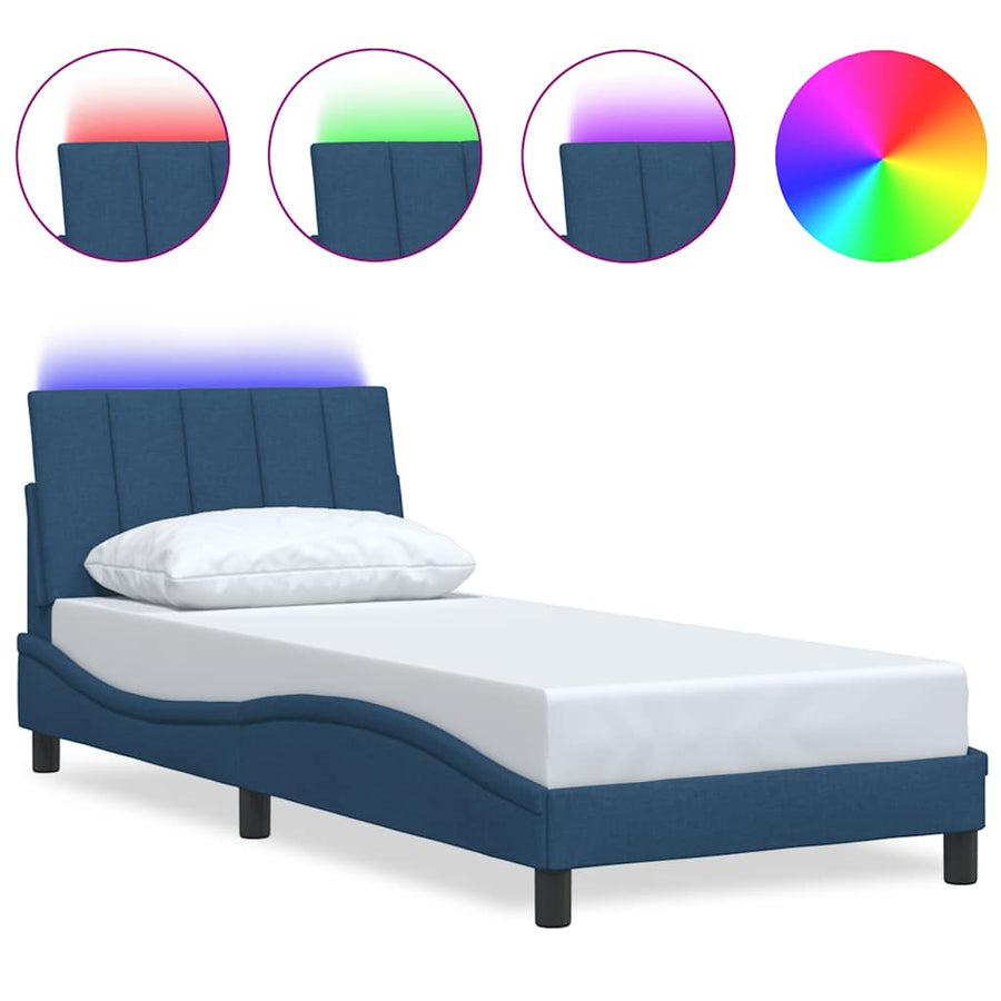 Bedframe zonder matras 80x200 cm stof blauw