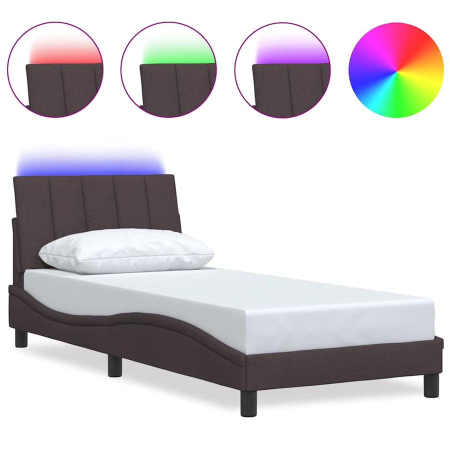 Bedframe zonder matras 90x190 cm stof donkerbruin