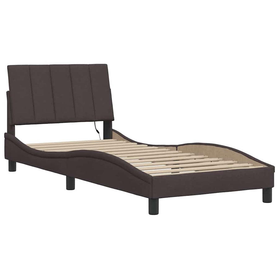 Bedframe zonder matras 90x190 cm stof donkerbruin
