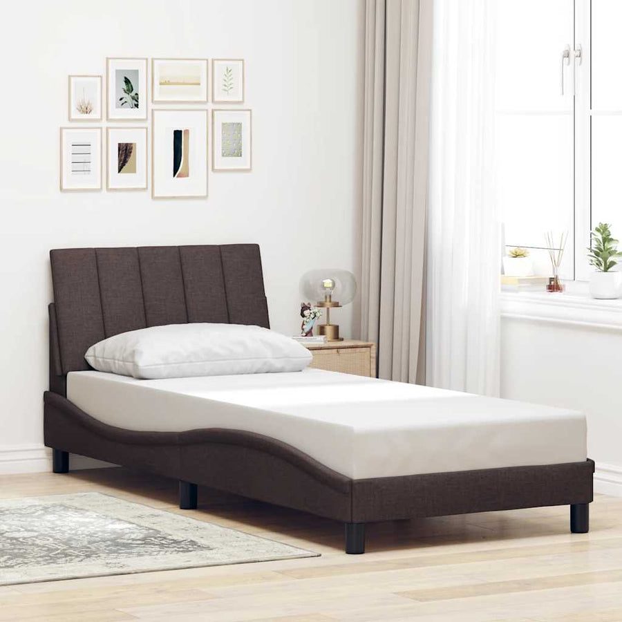 Bedframe zonder matras 90x190 cm stof donkerbruin
