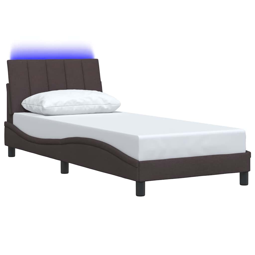Bedframe zonder matras 90x190 cm stof donkerbruin