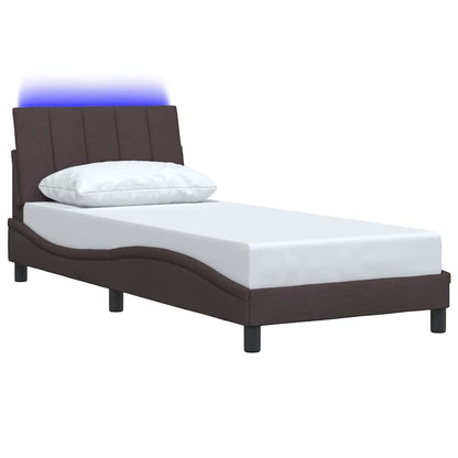 Bedframe zonder matras 90x190 cm stof donkerbruin