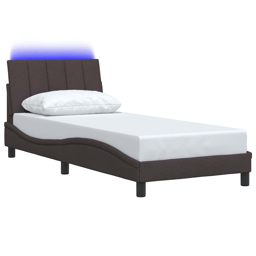 Bedframe zonder matras 90x190 cm stof donkerbruin