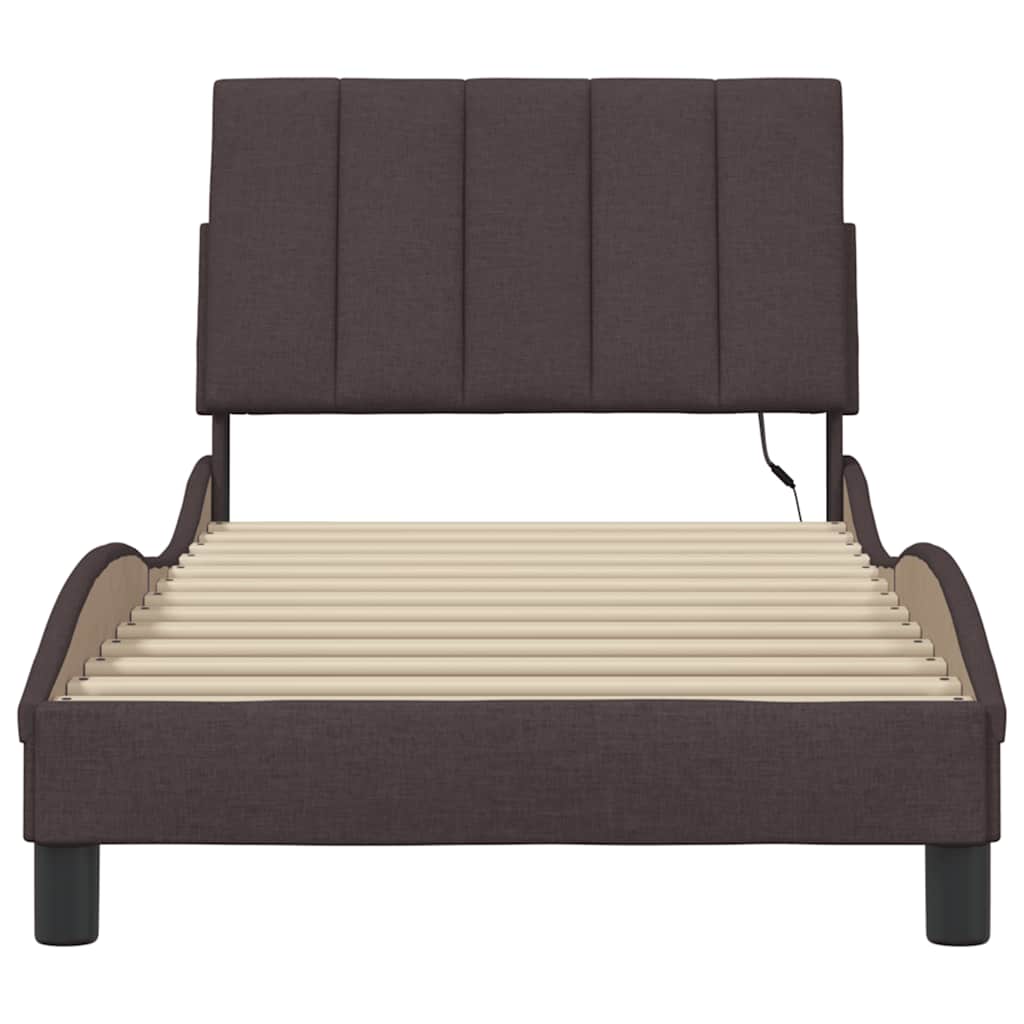 Bedframe zonder matras 90x190 cm stof donkerbruin