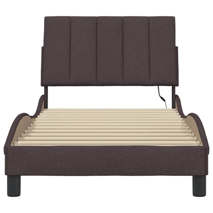 Bedframe zonder matras 90x190 cm stof donkerbruin