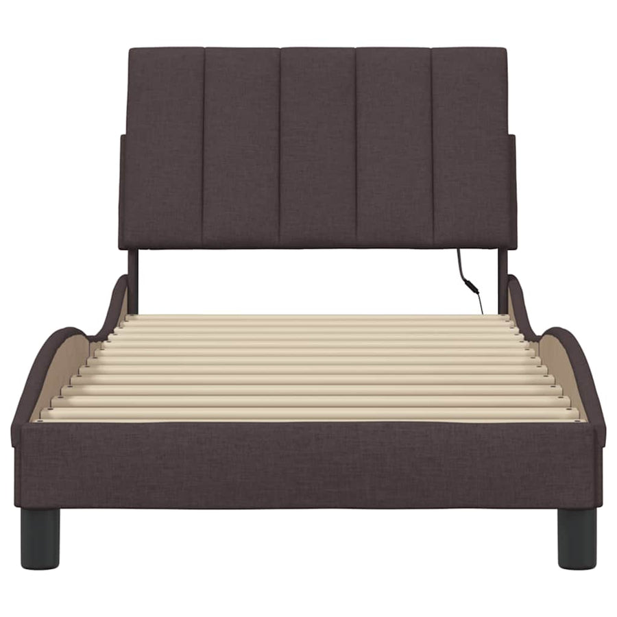 Bedframe zonder matras 90x190 cm stof donkerbruin