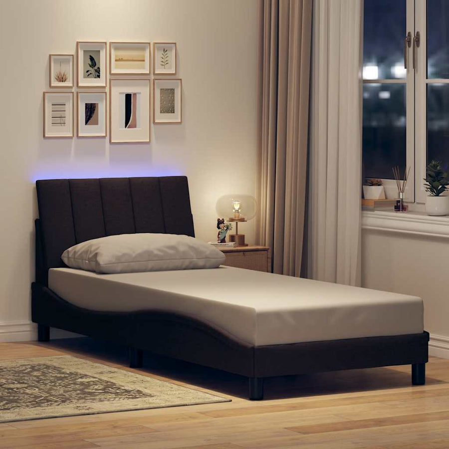 Bedframe zonder matras 90x190 cm stof donkerbruin
