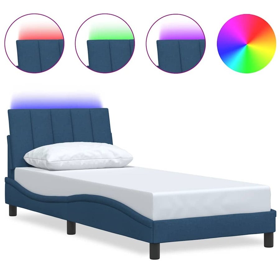 Bedframe zonder matras "Hanko" 90x190 cm stof blauw