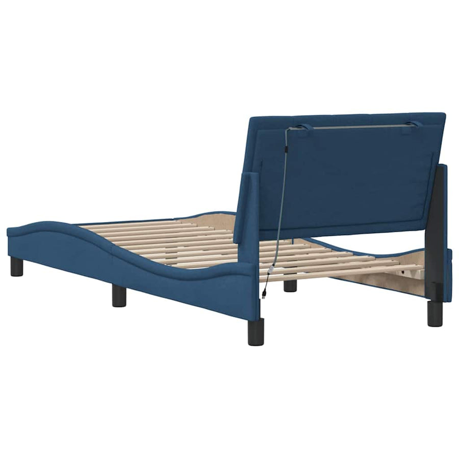 Bedframe zonder matras "Hanko" 90x190 cm stof blauw