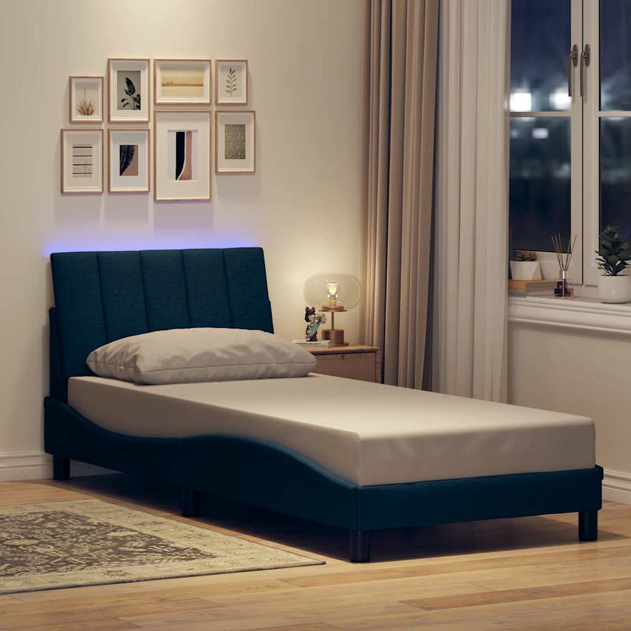 Bedframe zonder matras "Hanko" 90x190 cm stof blauw