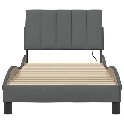 Bedframe zonder matras 90x200 cm stof donkergrijs
