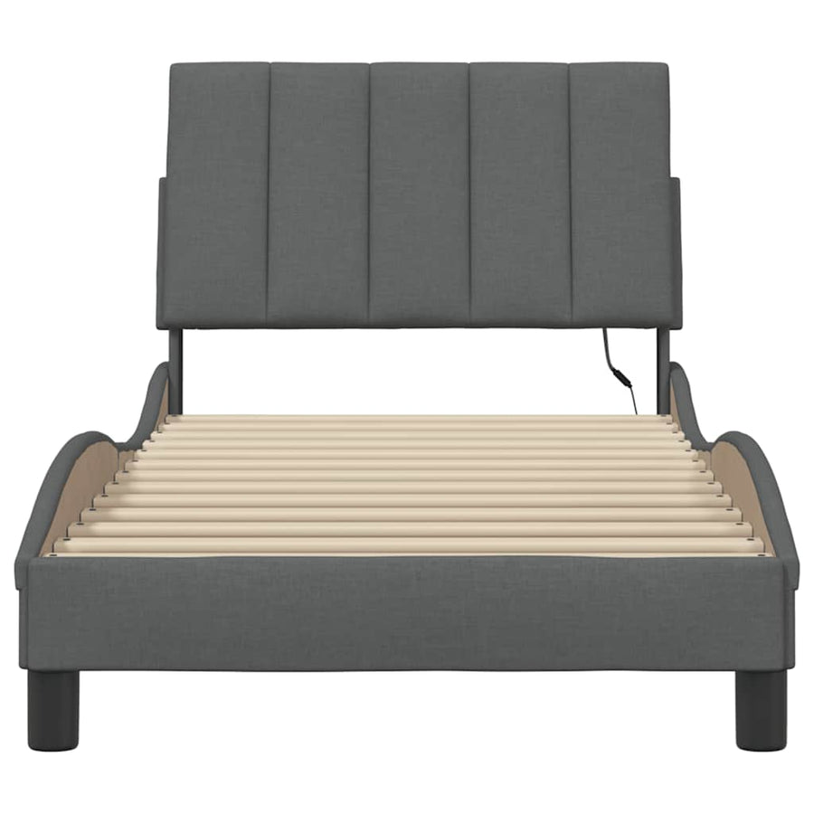 Bedframe zonder matras 90x200 cm stof donkergrijs