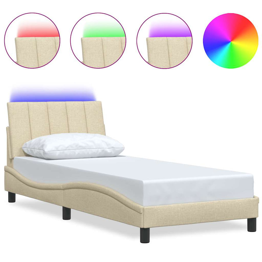 Bedframe zonder matras 90x200 cm stof crèmekleurig