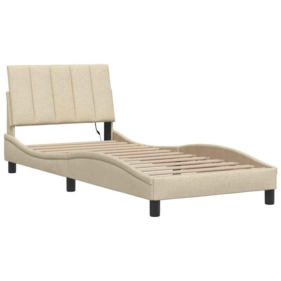 Bedframe zonder matras 90x200 cm stof crèmekleurig