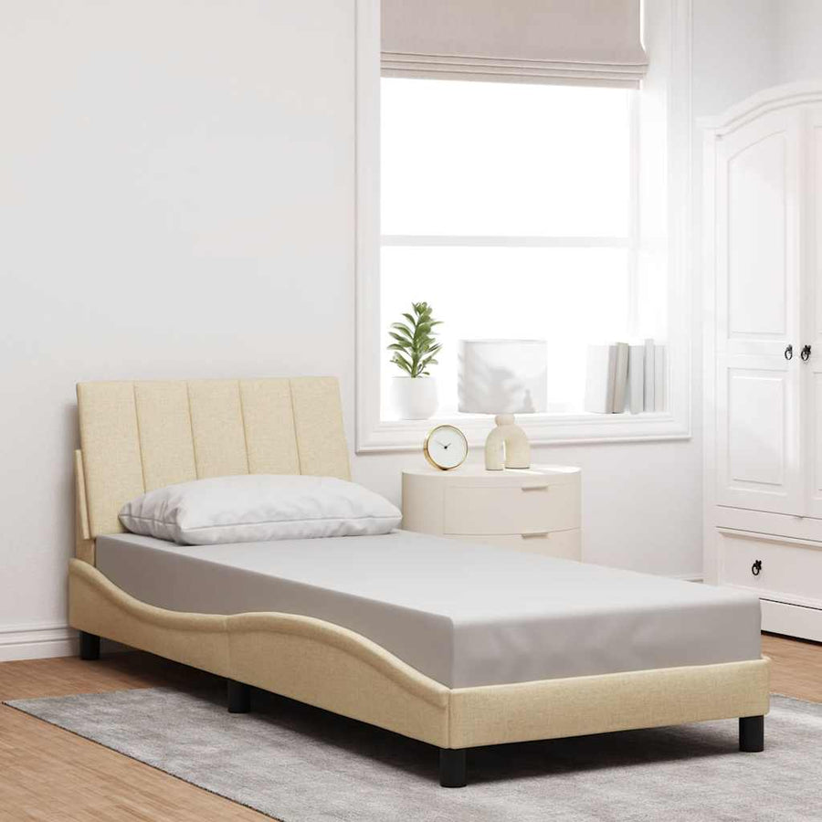 Bedframe zonder matras 90x200 cm stof crèmekleurig