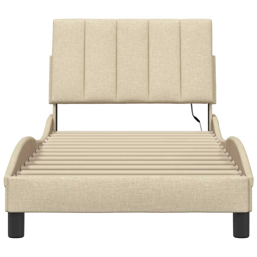 Bedframe zonder matras 90x200 cm stof crèmekleurig