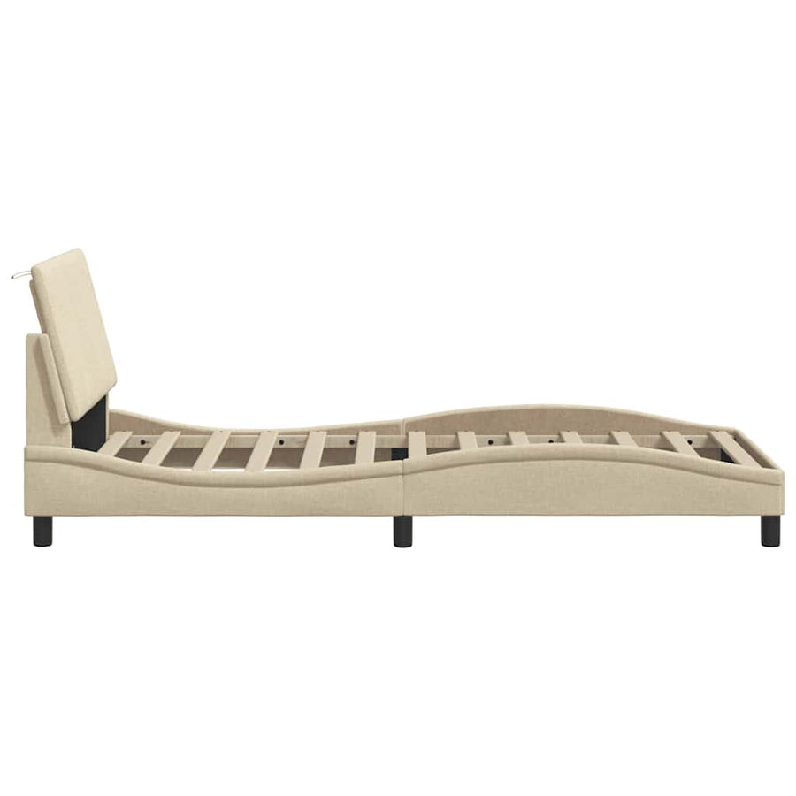 Bedframe zonder matras 90x200 cm stof crèmekleurig