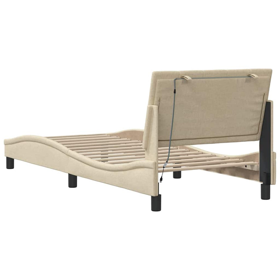 Bedframe zonder matras 90x200 cm stof crèmekleurig