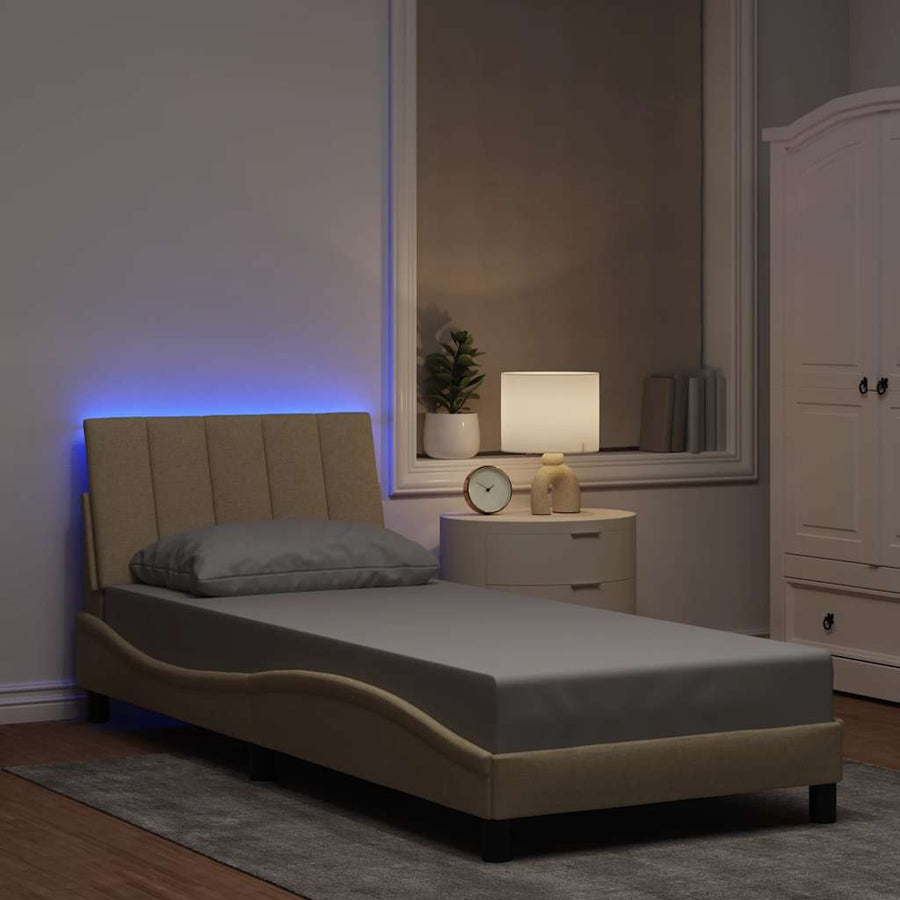 Bedframe zonder matras 90x200 cm stof crèmekleurig