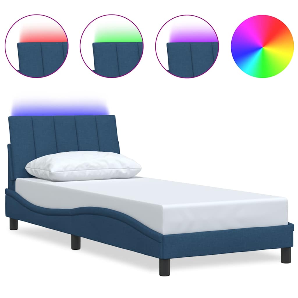Bedframe Zonder Matras Stof 90 x 200 cm Blauw