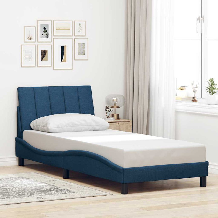 Bedframe Zonder Matras Stof 90 x 200 cm Blauw