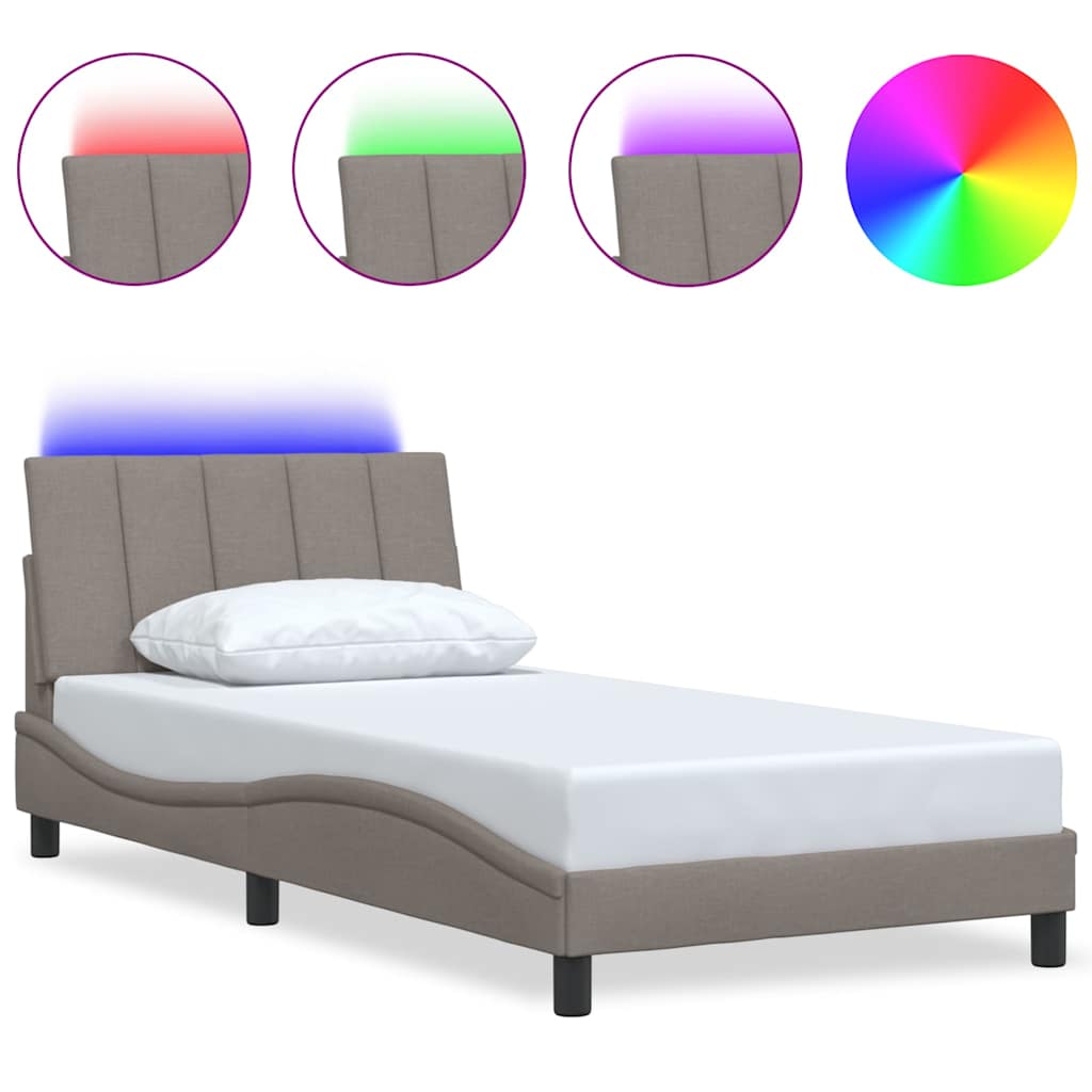 Bedframe zonder matras "Hanko" 100x200 cm stof taupe
