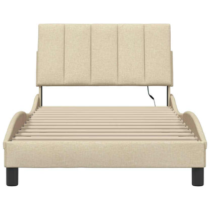 Bedframe zonder matras 100x200 cm stof crèmekleurig