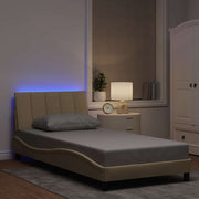 Bed frame without mattress "Hanko" 100x200 cm fabric cream-colored
