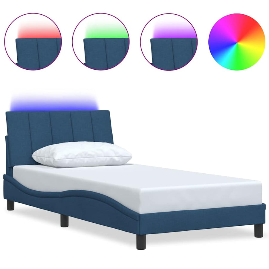 Bedframe zonder matras 100x200 cm stof blauw