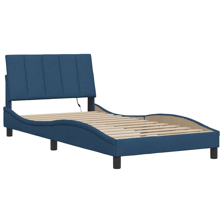 Bedframe zonder matras 100x200 cm stof blauw