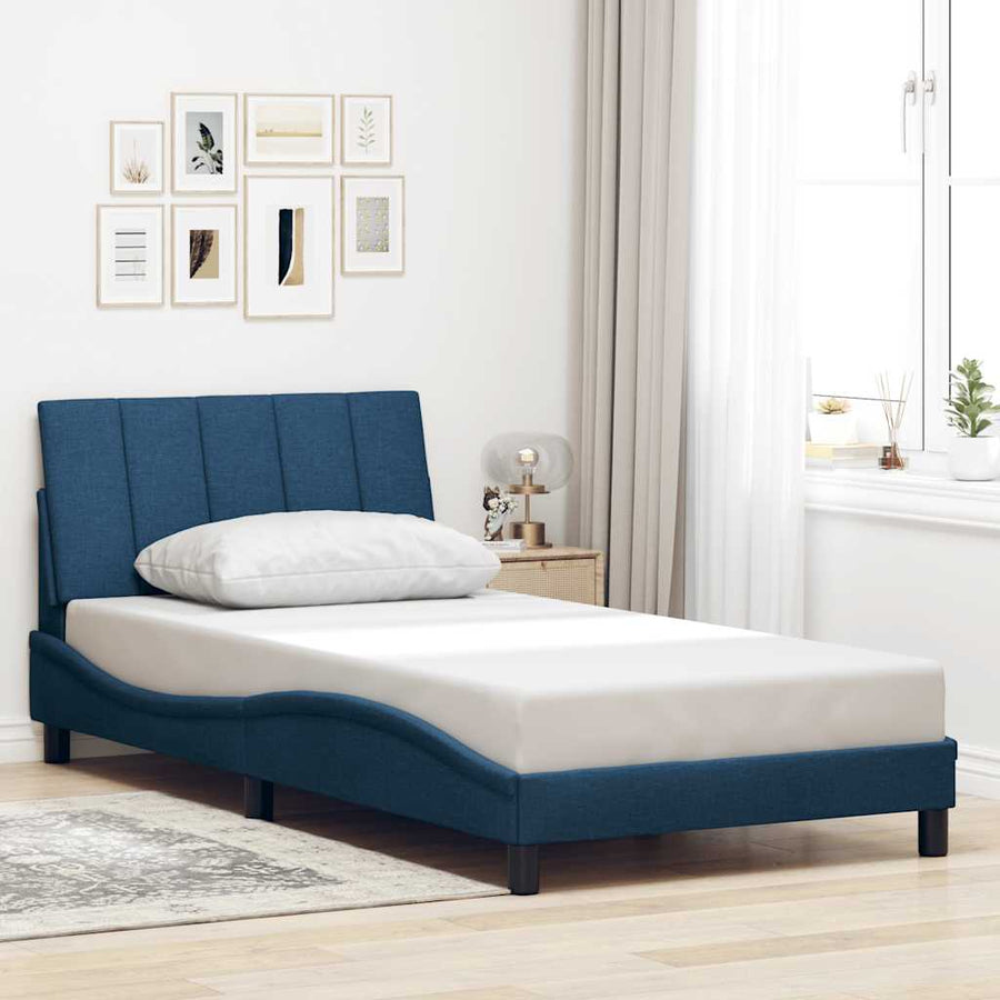 Bedframe zonder matras 100x200 cm stof blauw