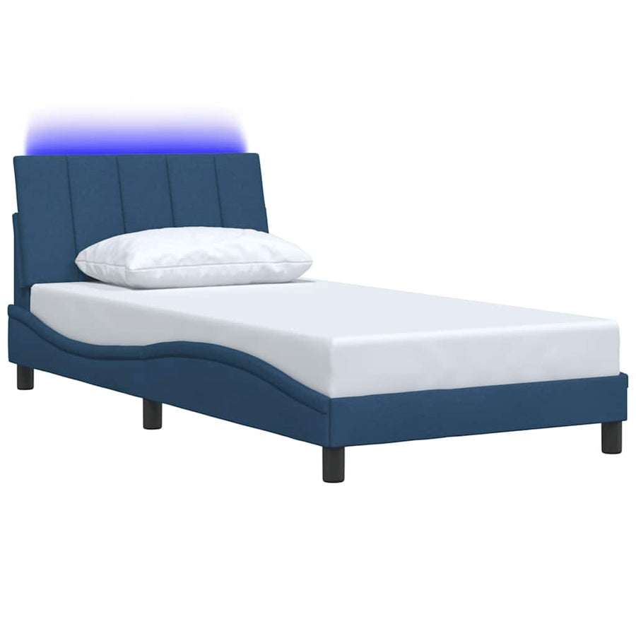 Bedframe zonder matras 100x200 cm stof blauw