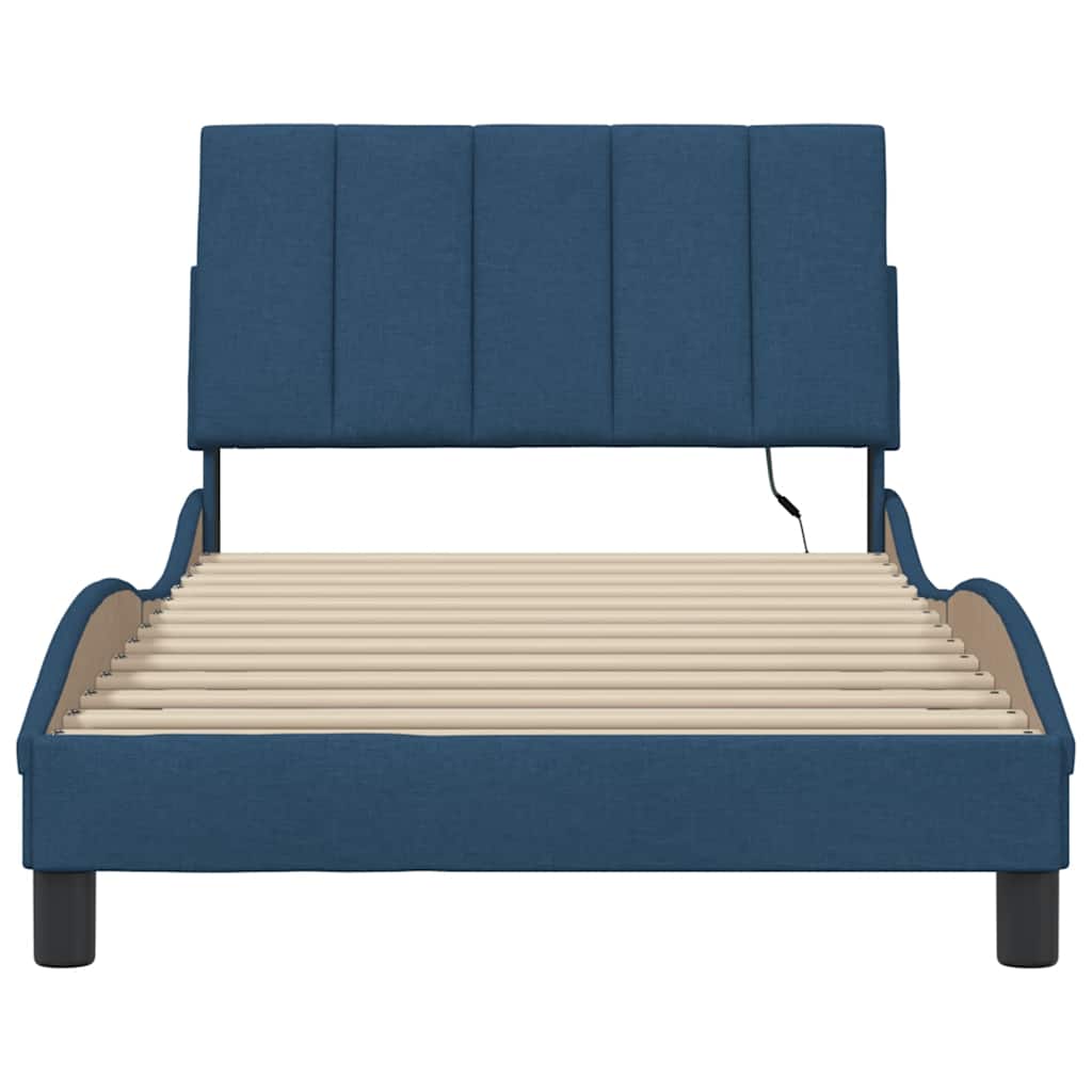 Bedframe zonder matras 100x200 cm stof blauw