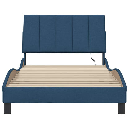 Bedframe zonder matras 100x200 cm stof blauw