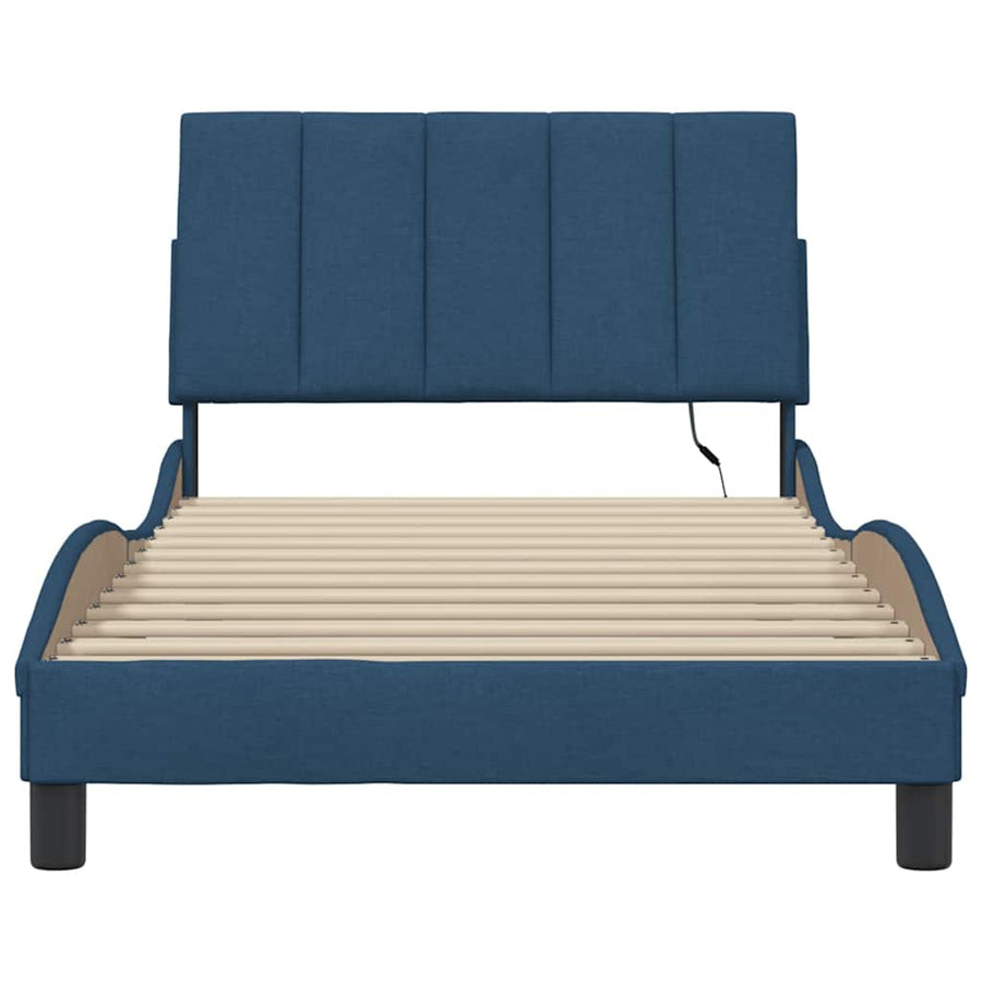 Bedframe zonder matras 100x200 cm stof blauw