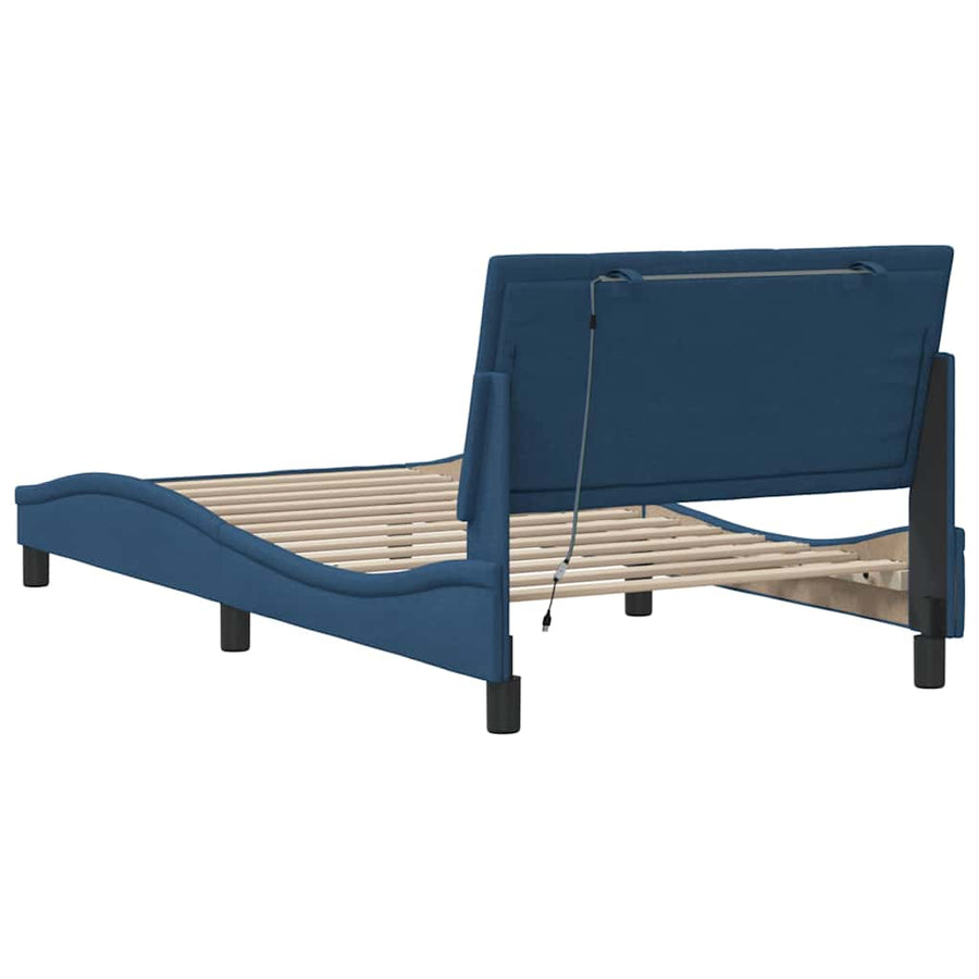 Bedframe zonder matras 100x200 cm stof blauw